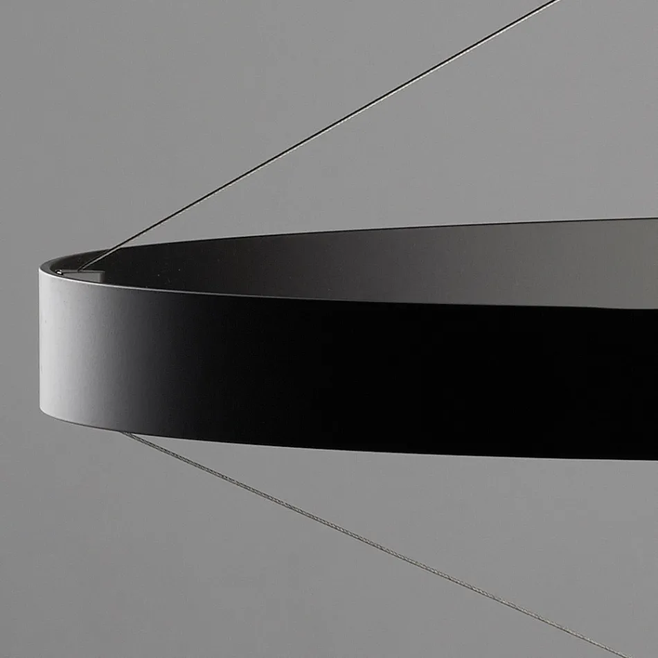 Chandelier with Glass Body and 6 Aluminum Circles - Clara Viadurini