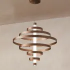 Chandelier with Glass Body and 6 Aluminum Circles - Clara Viadurini