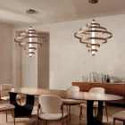 Chandelier with Glass Body and 6 Aluminum Circles - Clara Viadurini