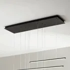 Chandelier with Horizontal LED Lights in Metal and Adjustable Cables - Orange Viadurini