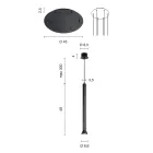 Chandelier with Black Painted Metal Frame and Adjustable Cables - Birch Viadurini