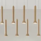 Chandelier with Gold Painted Metal Frame and Adjustable Cables - Birch Viadurini