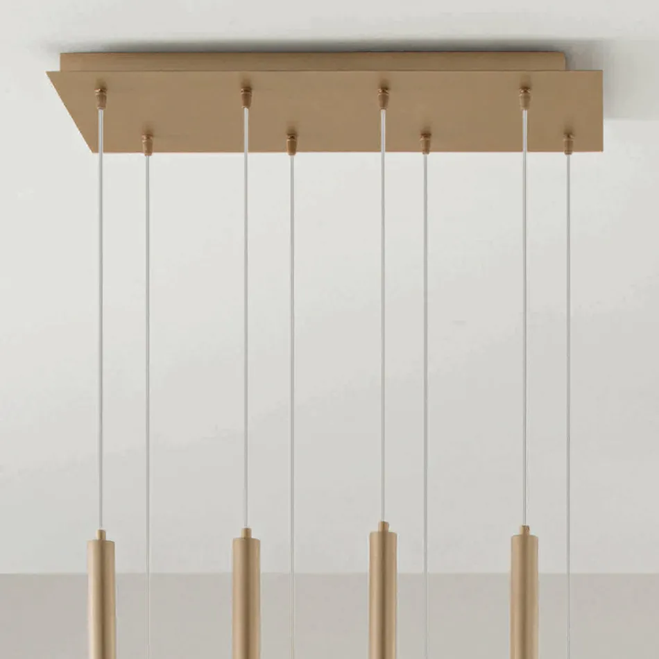 Chandelier with Gold Painted Metal Frame and Adjustable Cables - Birch Viadurini