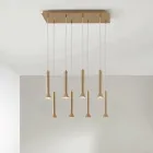 Chandelier with Gold Painted Metal Frame and Adjustable Cables - Birch Viadurini
