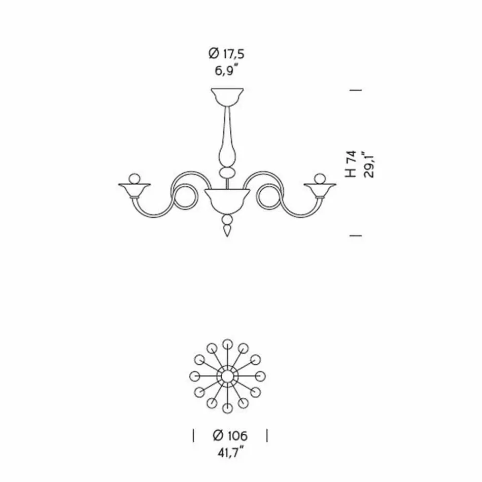 12 Lights Handmade Venetian Glass Chandelier Made in Italy - Margherita Viadurini