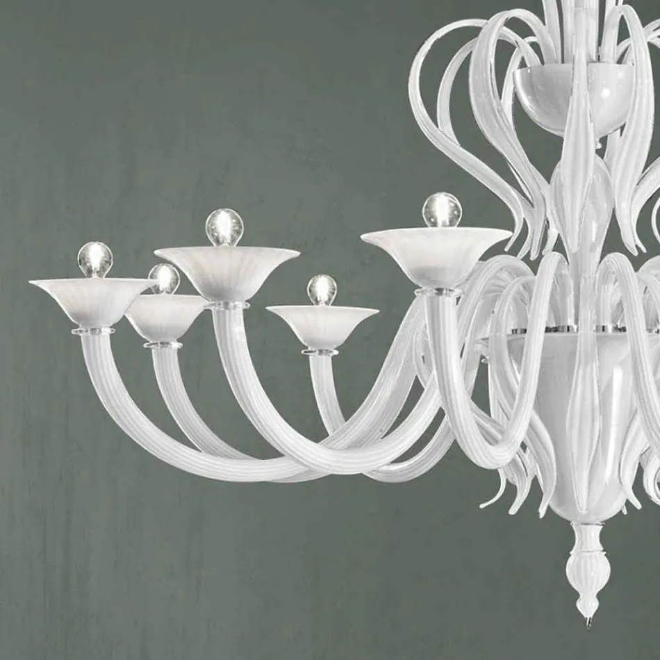 12 Lights Venice Glass Chandelier Handmade in Italy - Agustina Viadurini