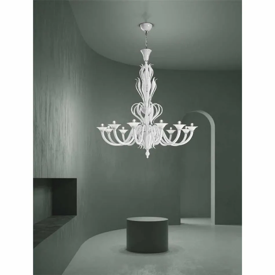 12 Lights Venice Glass Chandelier Handmade in Italy - Agustina Viadurini