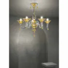 5 Lights Venice Glass Chandelier, Handmade in Italy - Margherita Viadurini