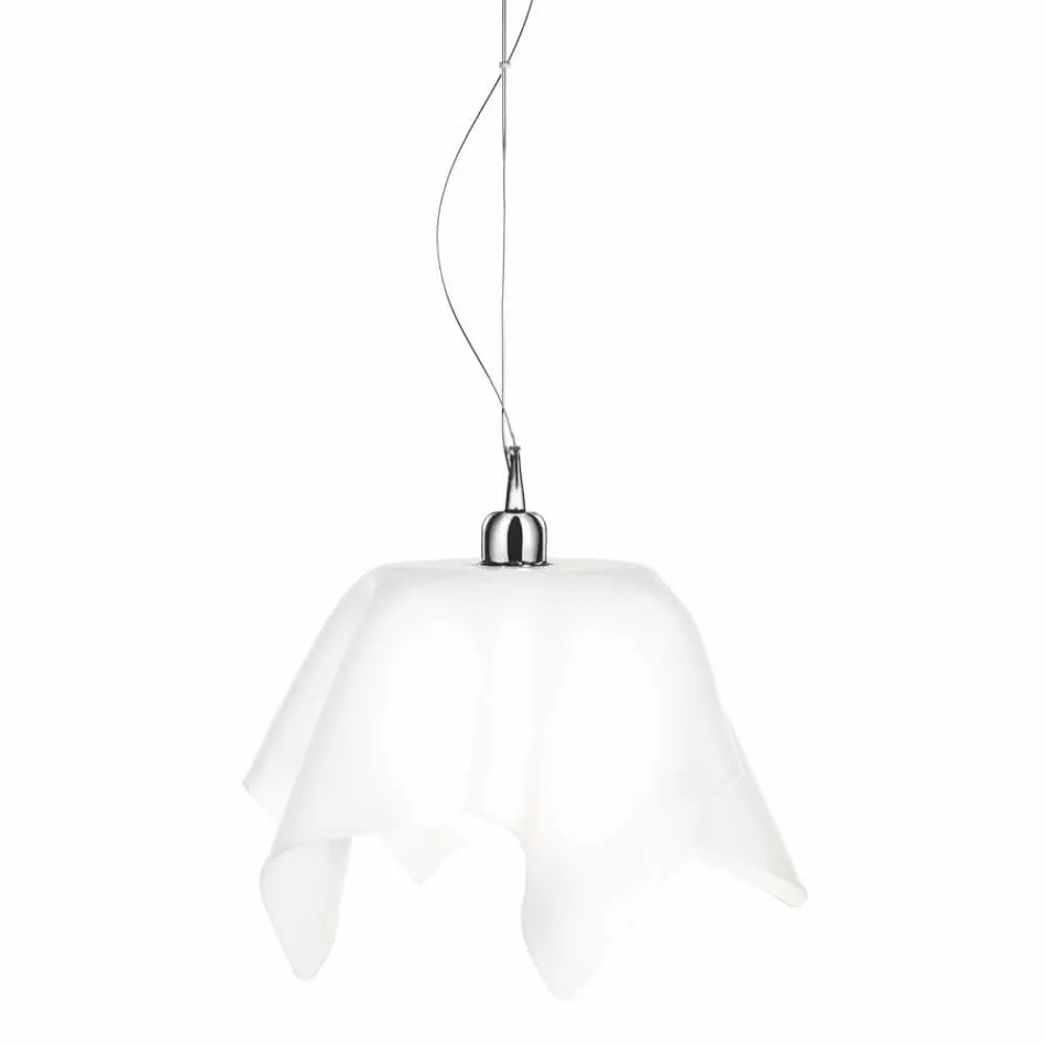 Satin white chandelier with drapery Dafne made in Italy Viadurini