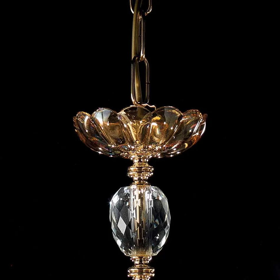 Classic chandelier with 6 lights in glass and crystal Belle Viadurini