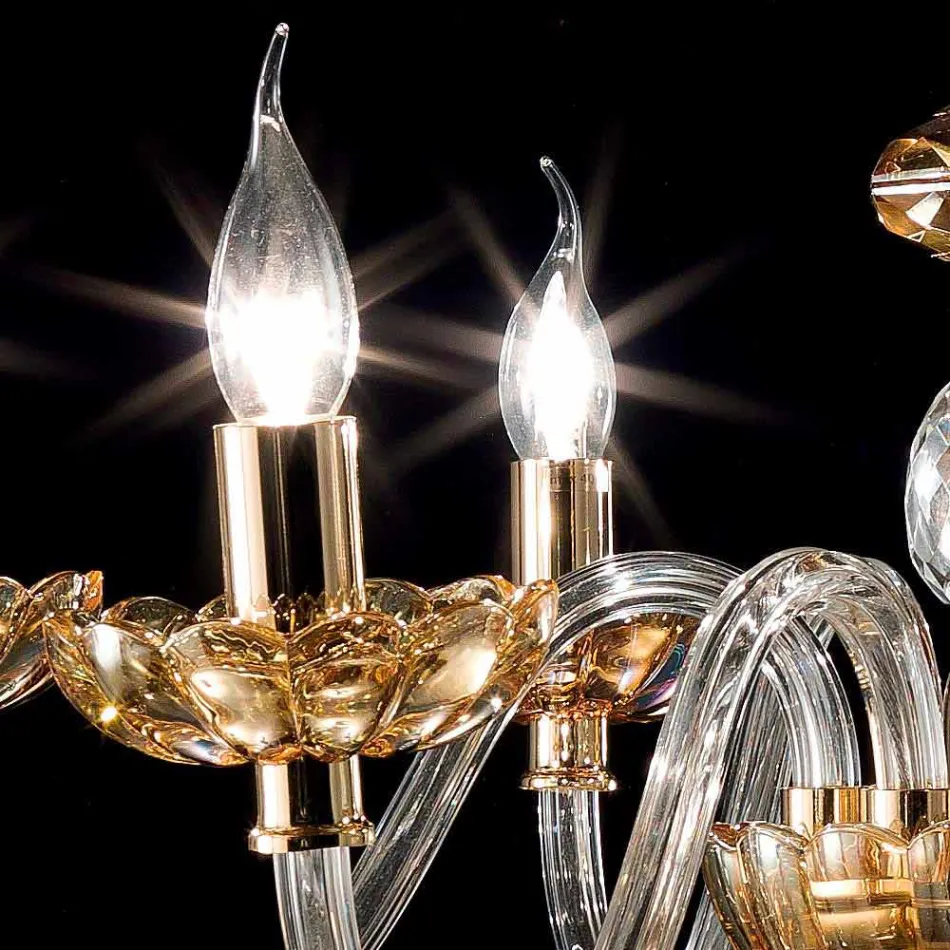 Classic chandelier with 6 lights in glass and crystal Belle Viadurini