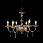 Classic chandelier with 6 lights in glass and crystal Belle Viadurini
