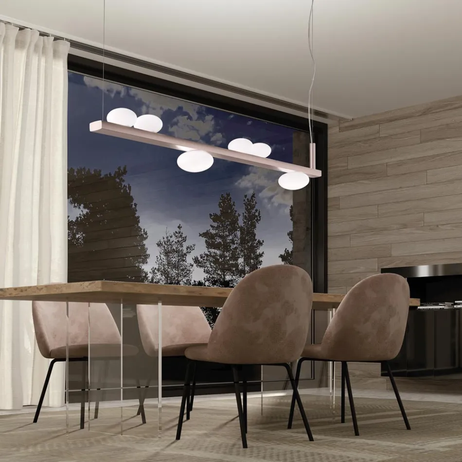 Aluminum Chandelier with White Blown Glass Light - Alma Viadurini