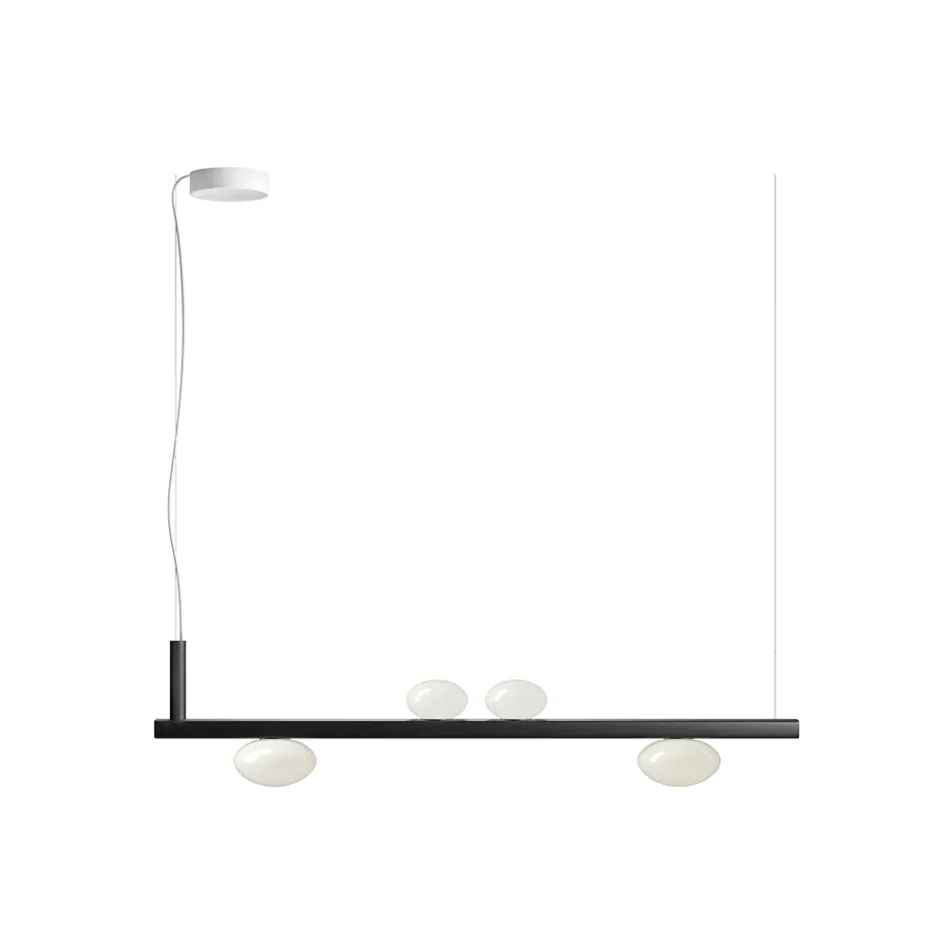 Aluminum Chandelier with White Blown Glass Light - Alma Viadurini