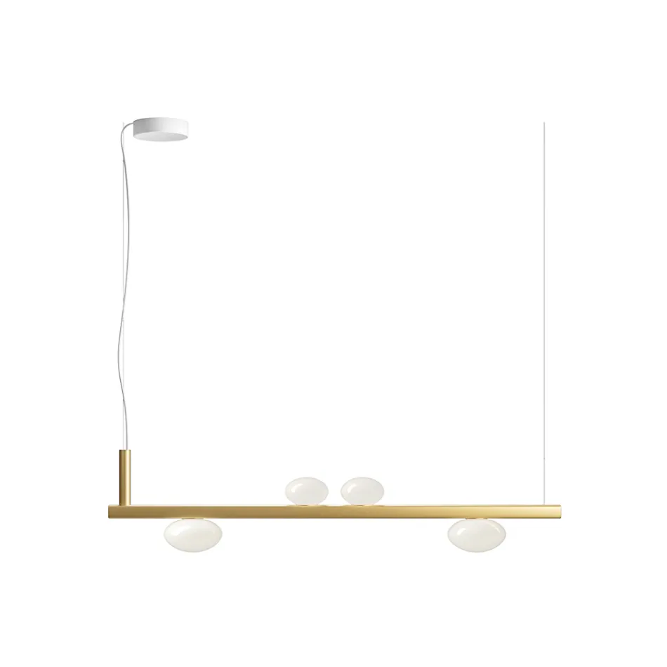 Aluminum Chandelier with White Blown Glass Light - Alma Viadurini