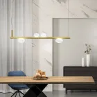 Aluminum Chandelier with White Blown Glass Light - Alma Viadurini