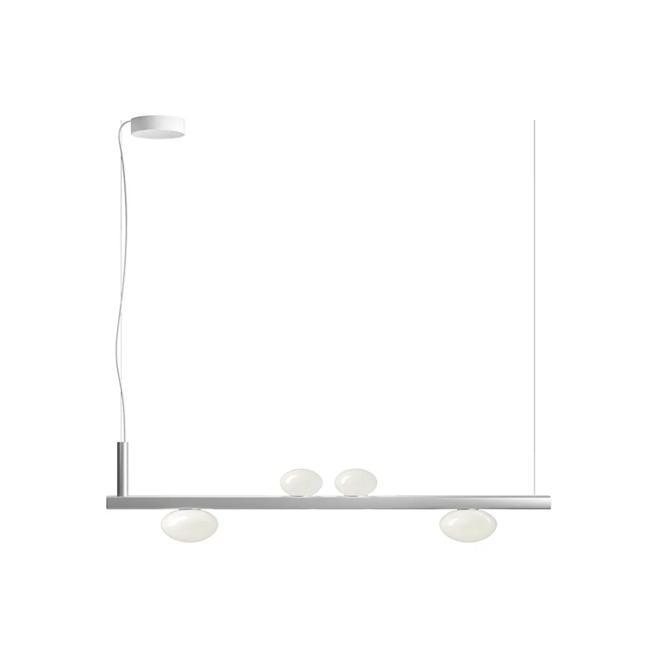 Aluminum Chandelier with White Blown Glass Light - Alma Viadurini