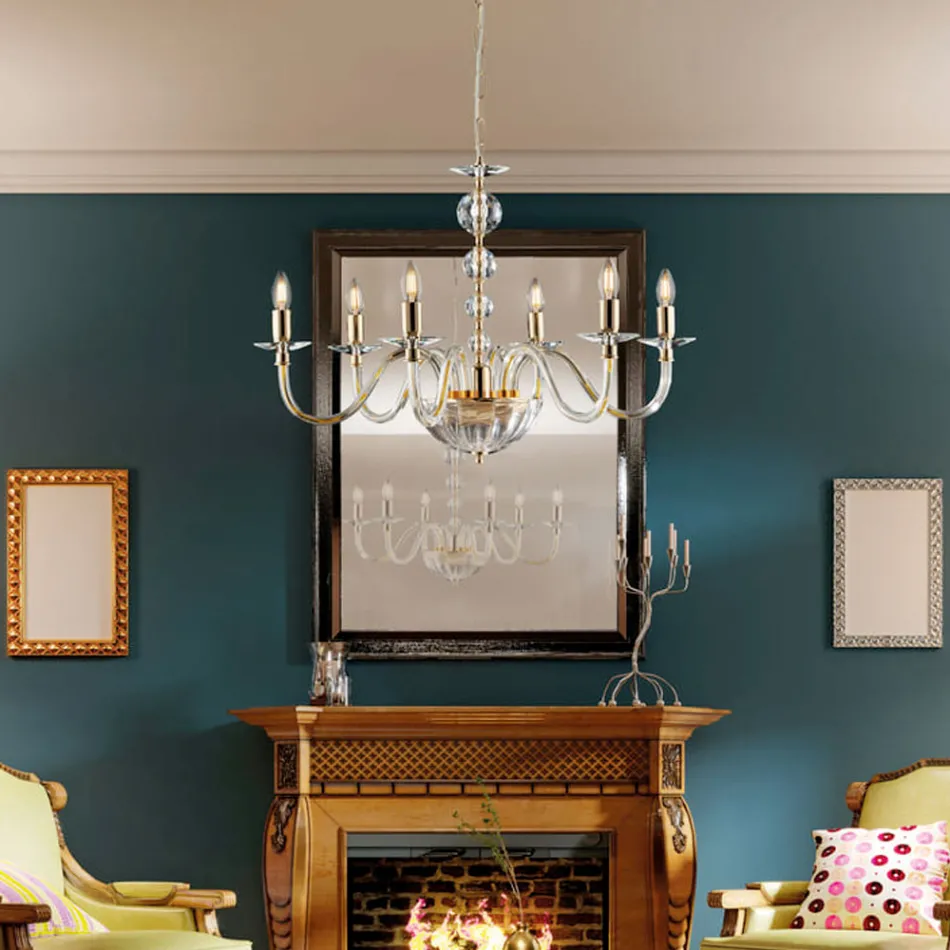 Made in Italy Glass and Rhinestone Chandelier for Interior Decor - Madrid Viadurini