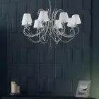Chrome-Plated Iron Chandelier with Made-in-Italy Lampshades for Interior Decor - Prague Viadurini