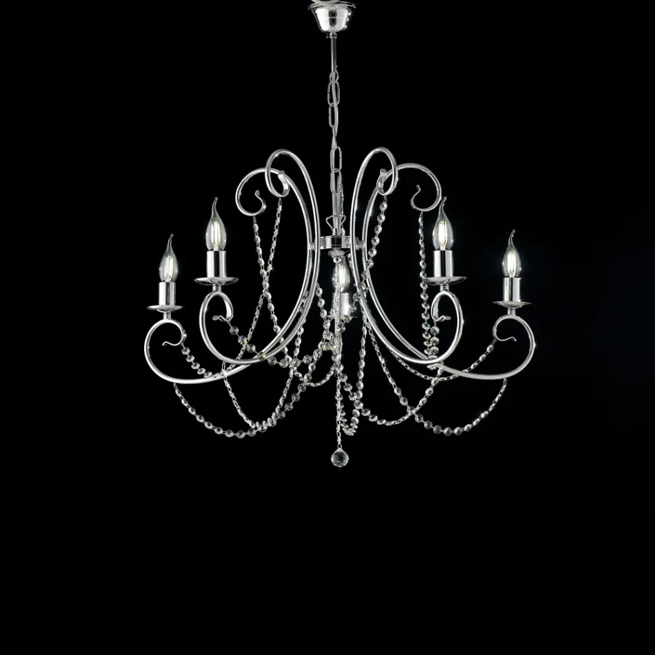 Chrome-Plated Iron Chandelier Made in Italy for Interior Decorating - Prague Viadurini