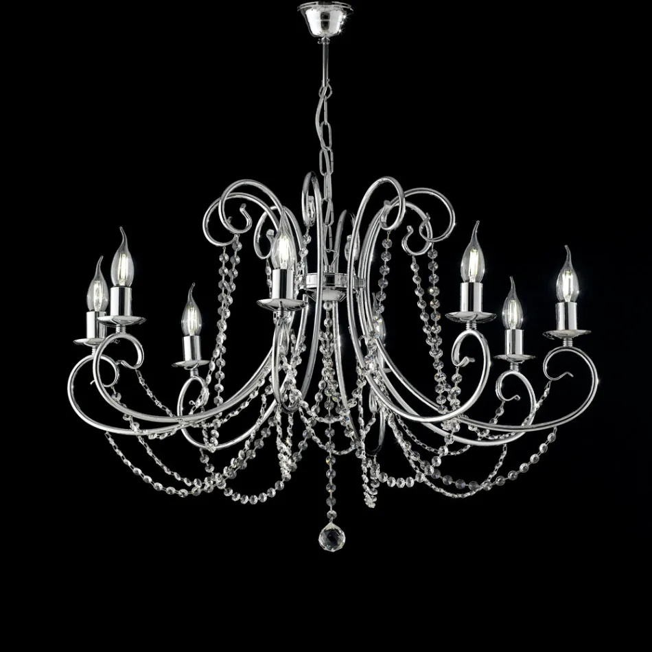 Chrome-Plated Iron Chandelier Made in Italy for Interior Decorating - Prague Viadurini