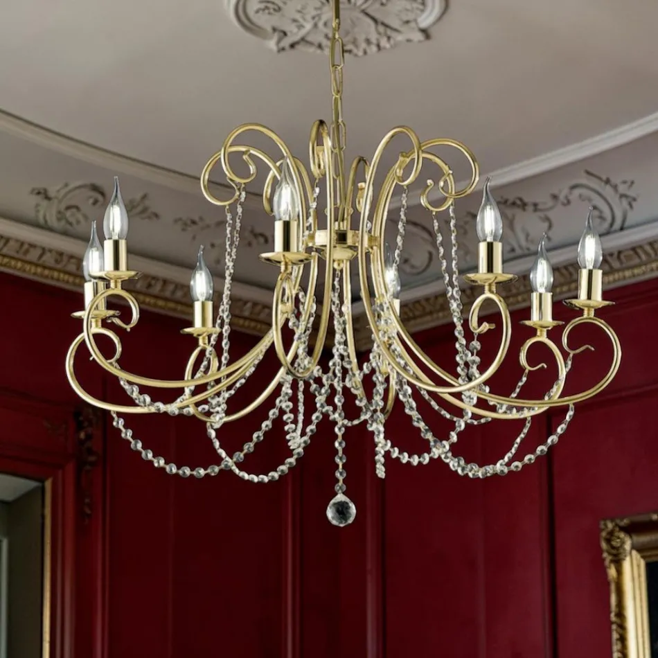 Polished Chrome or Polished Gold Iron Chandelier Made in Italy - Prague Viadurini