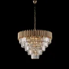 Gilded Iron Chandelier with Rhinestones Made in Italy for Interior Decorating - Paris Viadurini
