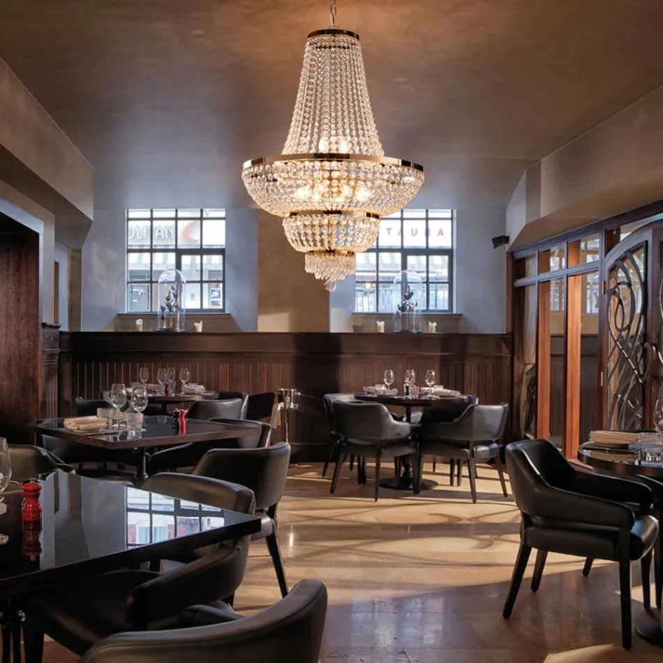 Iron and Gold Chandelier with Rhinestones Made in Italy for Interior Decorating - Austria Viadurini