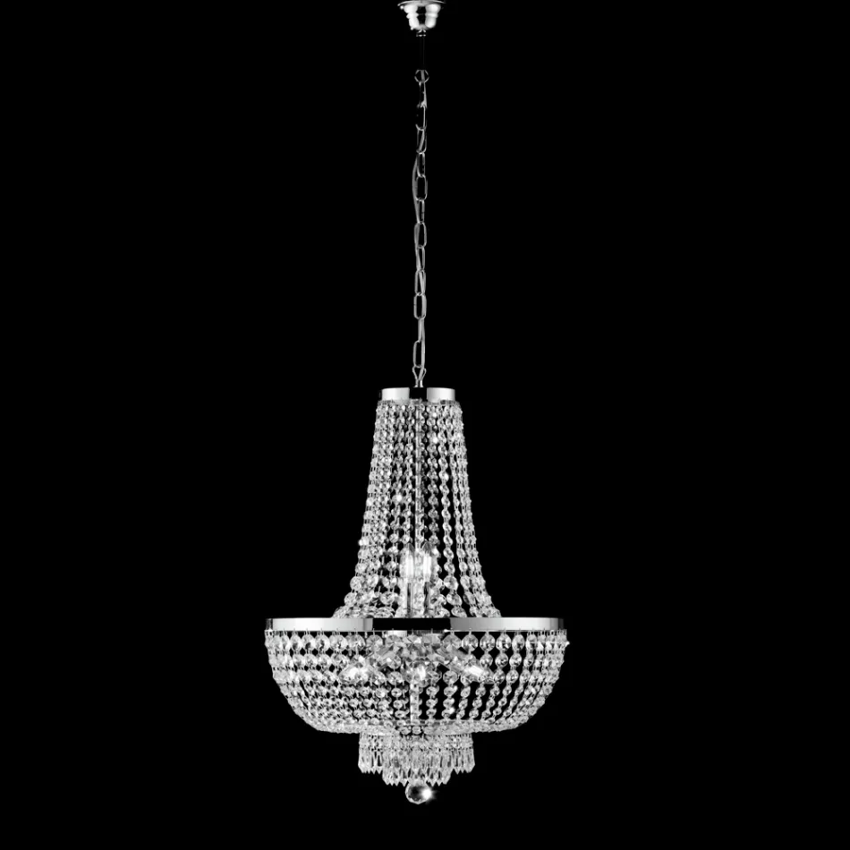 Iron and Gold Chandelier with Rhinestones Made in Italy for Interior Decorating - Austria Viadurini
