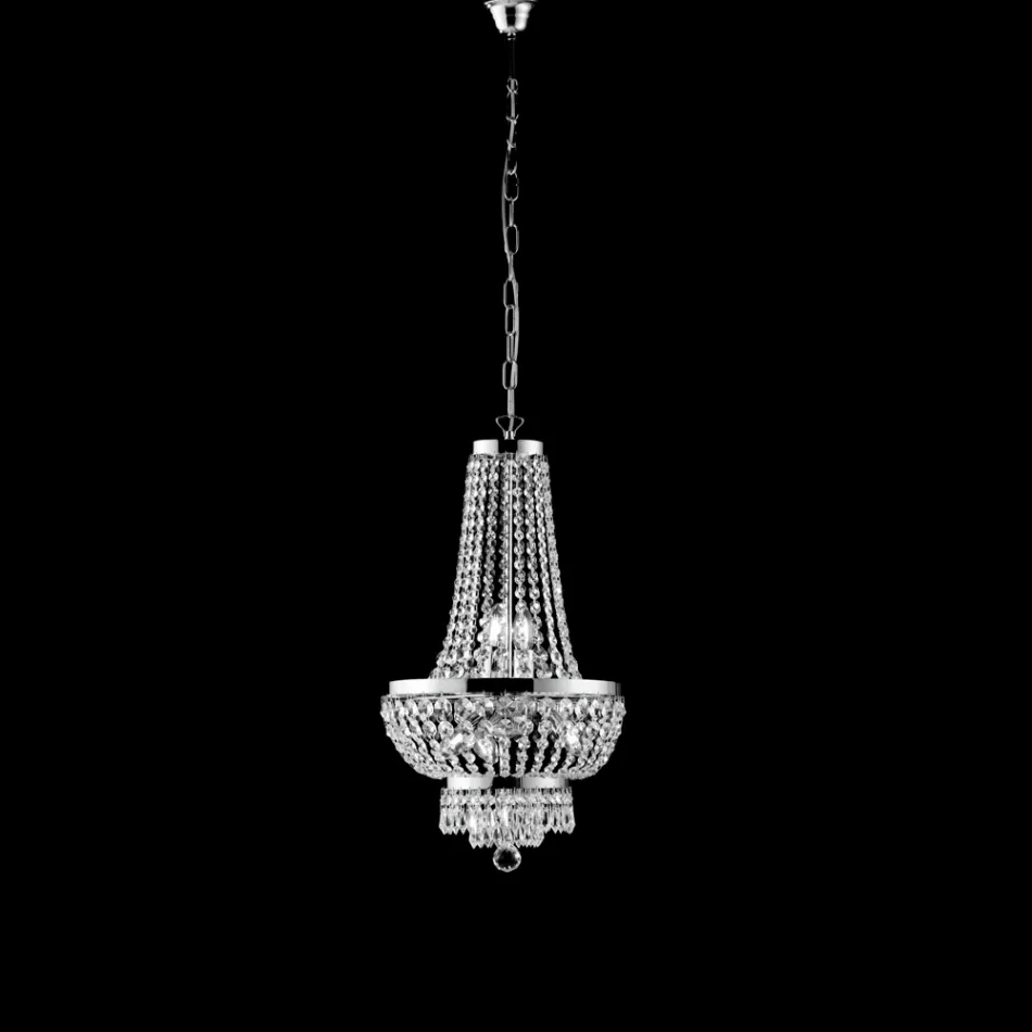 Iron and Gold Chandelier with Rhinestones Made in Italy for Interior Decorating - Austria Viadurini