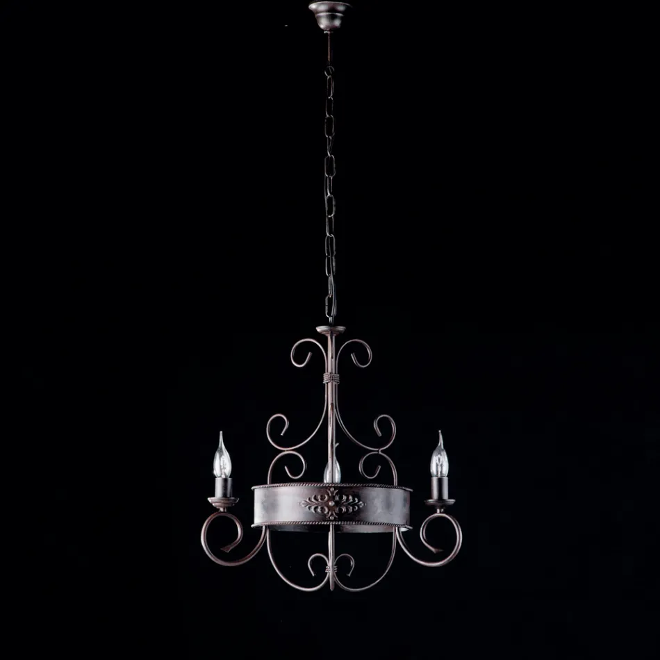 Lacquered and Rusted Iron Chandelier Made in Italy for Interior Decor - Texas Viadurini