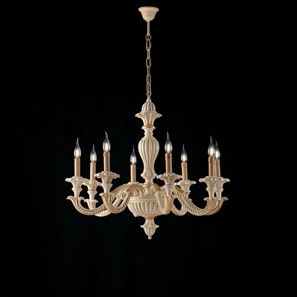 Made in Italy Wooden Chandelier for Interior Decorating - Milan Viadurini