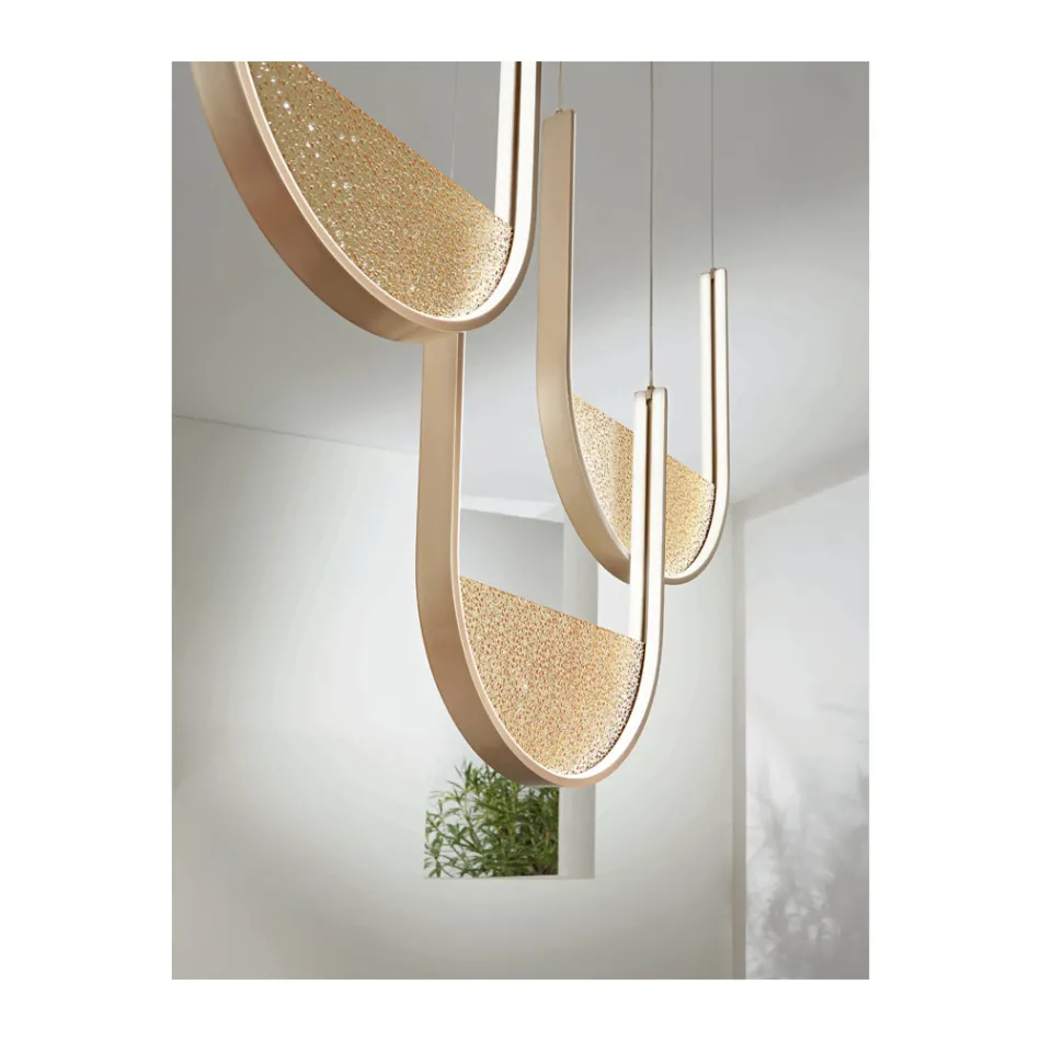 Metal Chandelier with Removable Insert in Granulated Glass - Catalpa Viadurini