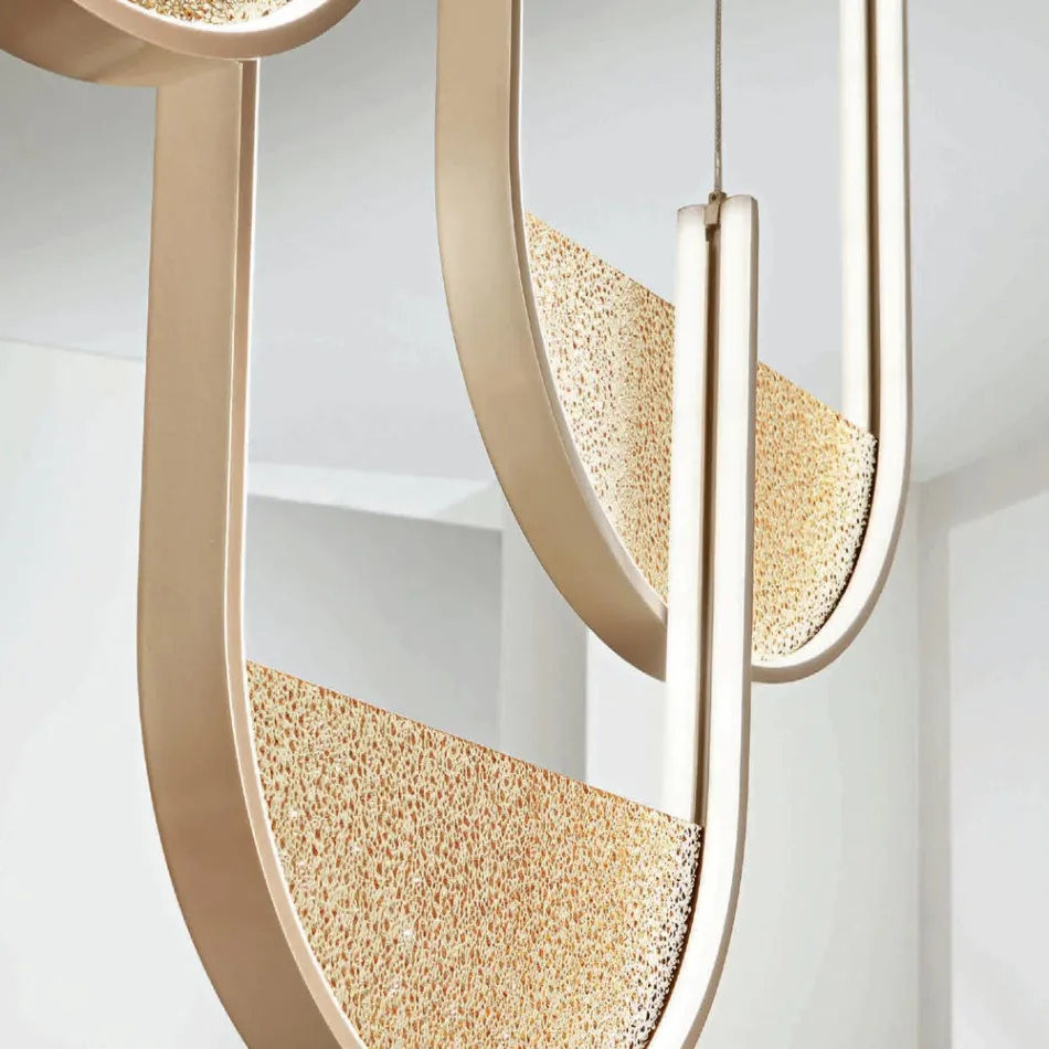 Metal Chandelier with Removable Insert in Granulated Glass - Catalpa Viadurini