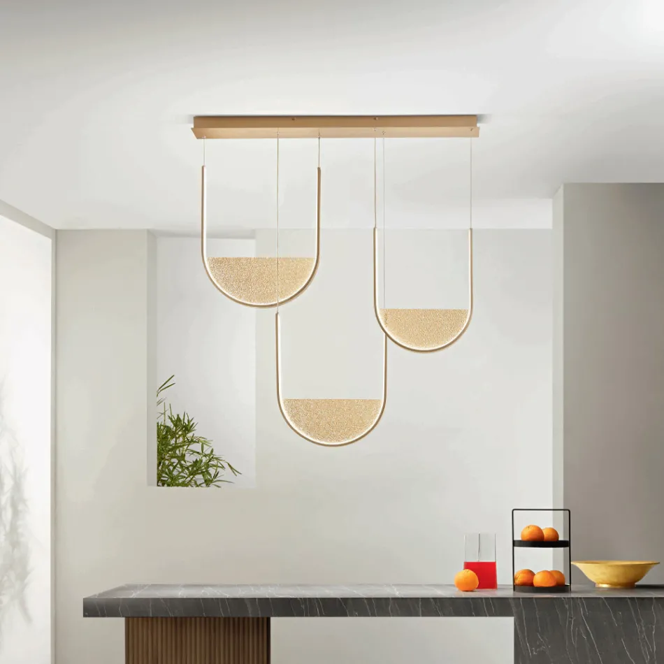 Metal Chandelier with Removable Insert in Granulated Glass - Catalpa Viadurini