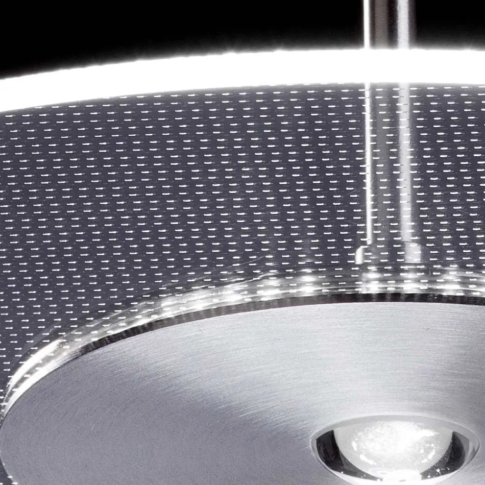 Metal Chandelier with Micro-Dotted Plexiglass Diffuser - Nora Viadurini