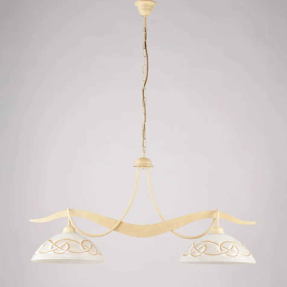 2-Light Glass Metal Chandelier for Interior Lighting - Musca Viadurini