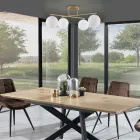 Chandelier in Metallic Gold Metal and 4 White Glass Spheres - Venice Viadurini