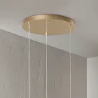 Gold Painted Metal Chandelier with 3 LEDs and Optional Glass - Beech Viadurini