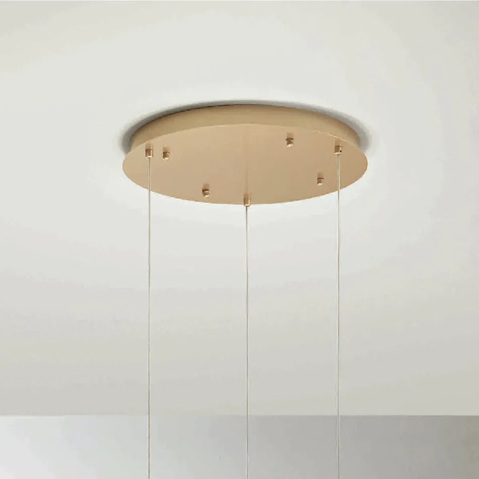 Gold Painted Metal Chandelier with 3 LEDs and Optional Glass - Beech Viadurini