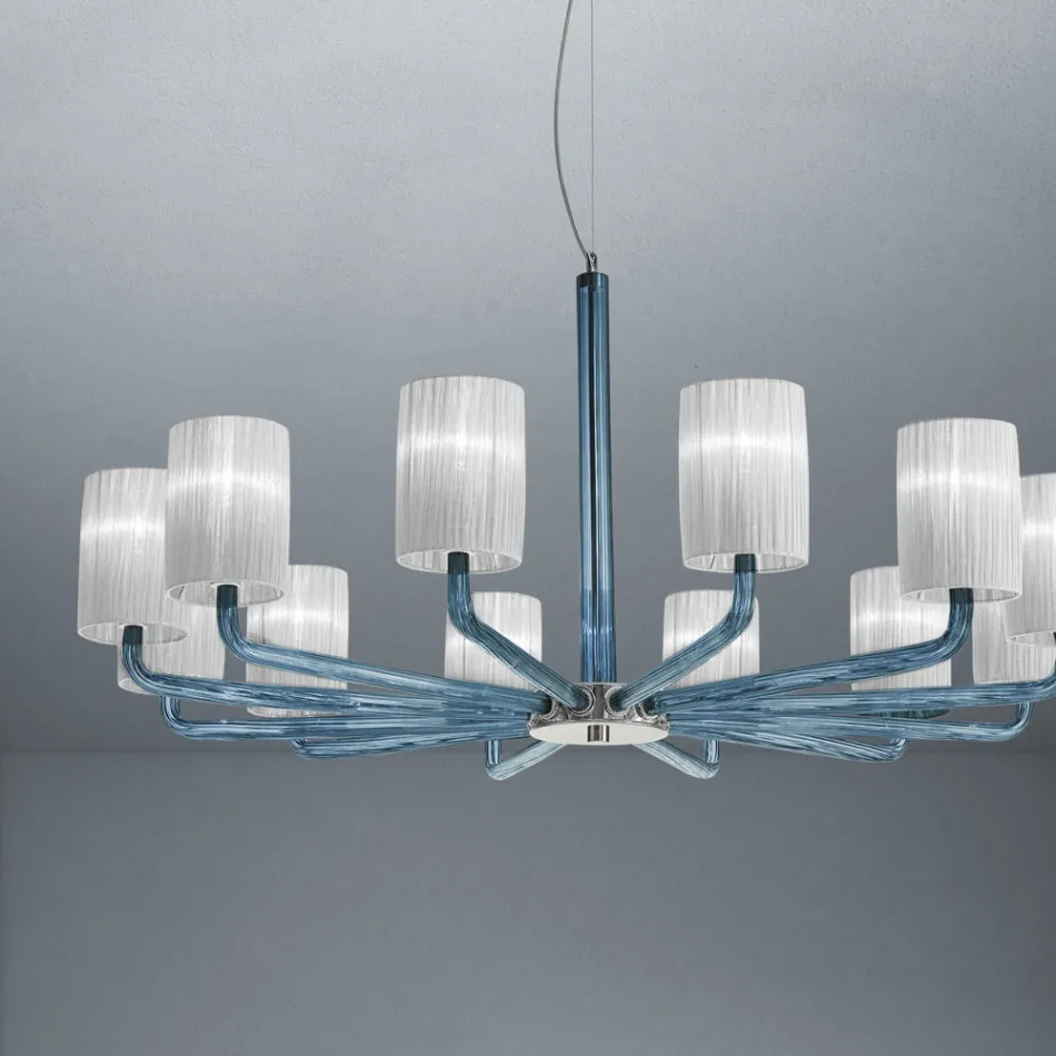 Chandelier in Venice Glass and Metal Handmade in Italy - Graham Viadurini