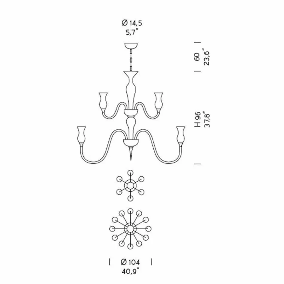 Handmade Venice Glass Chandelier with 18 Lights Made in Italy - Vittoria Viadurini