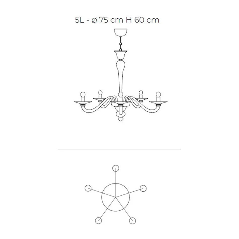 Classic Style Hand Blown Venetian Glass Chandelier - Demetra Viadurini
