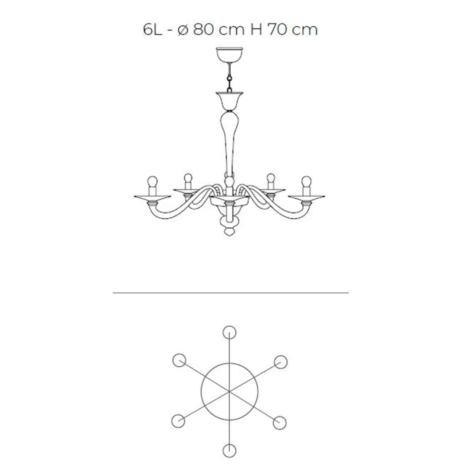 Classic Style Hand Blown Venetian Glass Chandelier - Demetra Viadurini