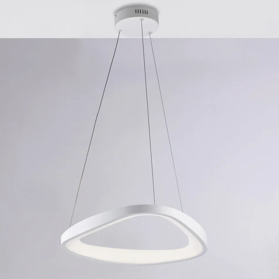 White glass and metal chandelier to illuminate elegant interiors – Voyager Viadurini