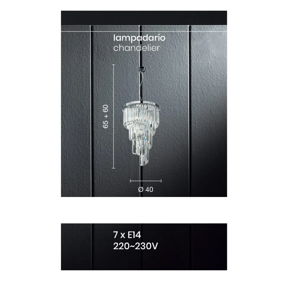 Classic Luxury Chandelier in Chromed Metal and Cut Crystal - Lambert Viadurini