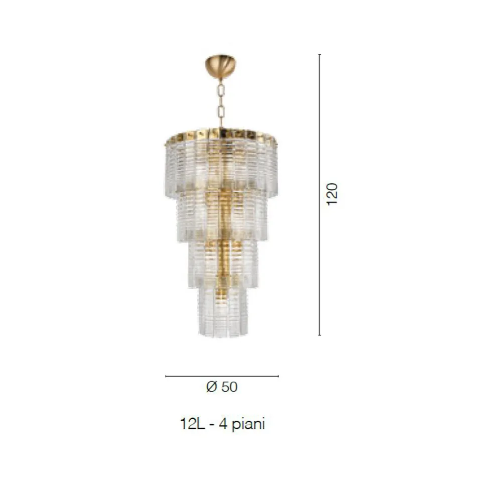 Modern Chandelier 12 Lights in Italian Luxury Handcrafted Glass - Valadier Viadurini
