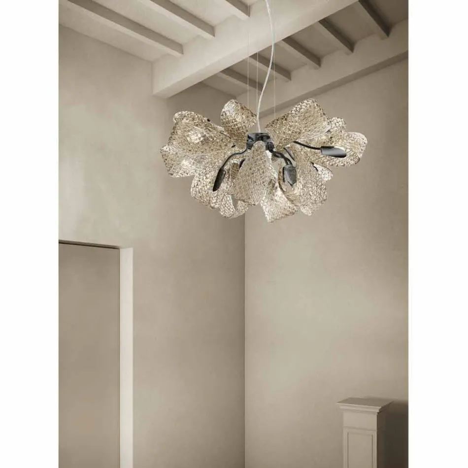 Modern Chandelier with 12 Lights in Venice Glass, Made in Italy - Diamonique Viadurini