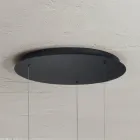 Modern Chandelier with Geometric Shapes in Metal and Faux Leather - Cypress Viadurini