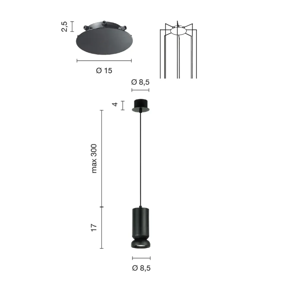 Modern Chandelier in Powder Coated Aluminum and Adjustable Cable - Buxus Viadurini